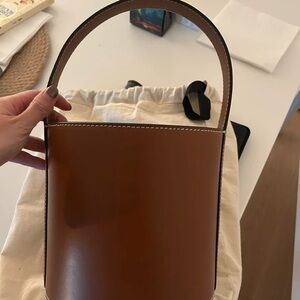 STAUD Tan Leather Shoulder Bag